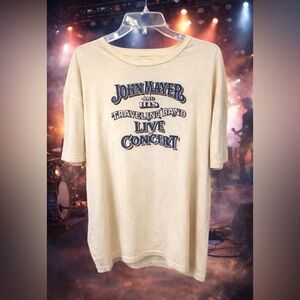 John Mayer Born And Raised World Tour Shirt 2013 XL Yellow Official Colorado Vtg